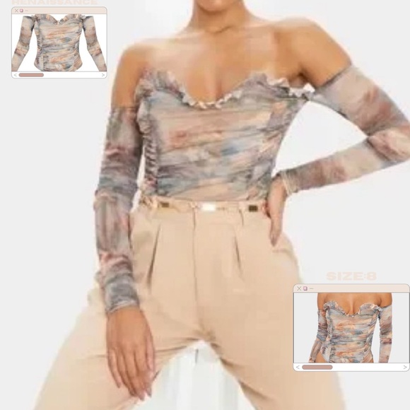 PrettyLittleThing Renaissance Ruched Off-Shoulder Bodysuit - Picture 2 of 6